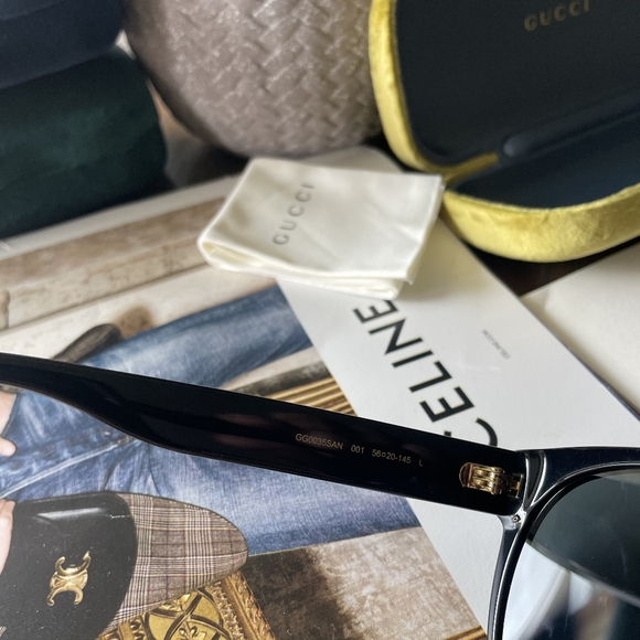 Gucci Black GG 💅✨ Designer Women’s 56mm Sunglasses GG0035SAN 001 56-20-145 - Picture 4 of 7